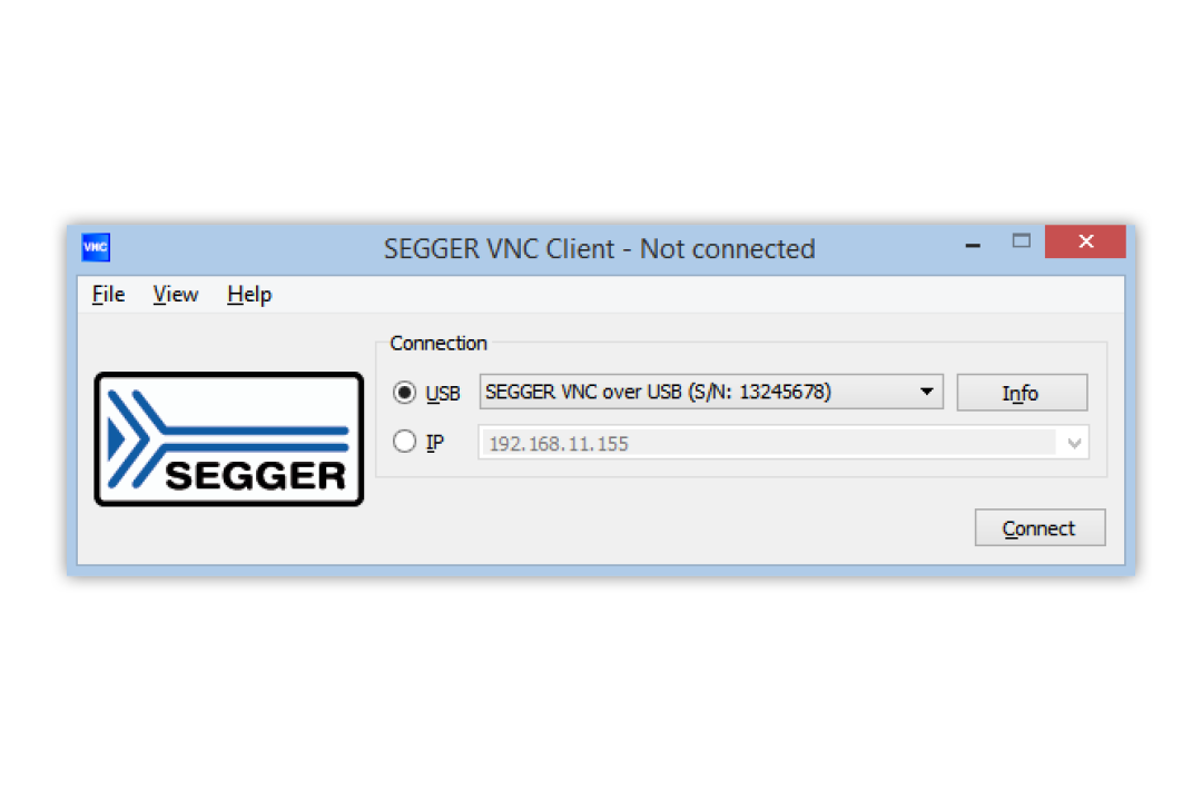 SEGGER VNC Client main window on Windows 